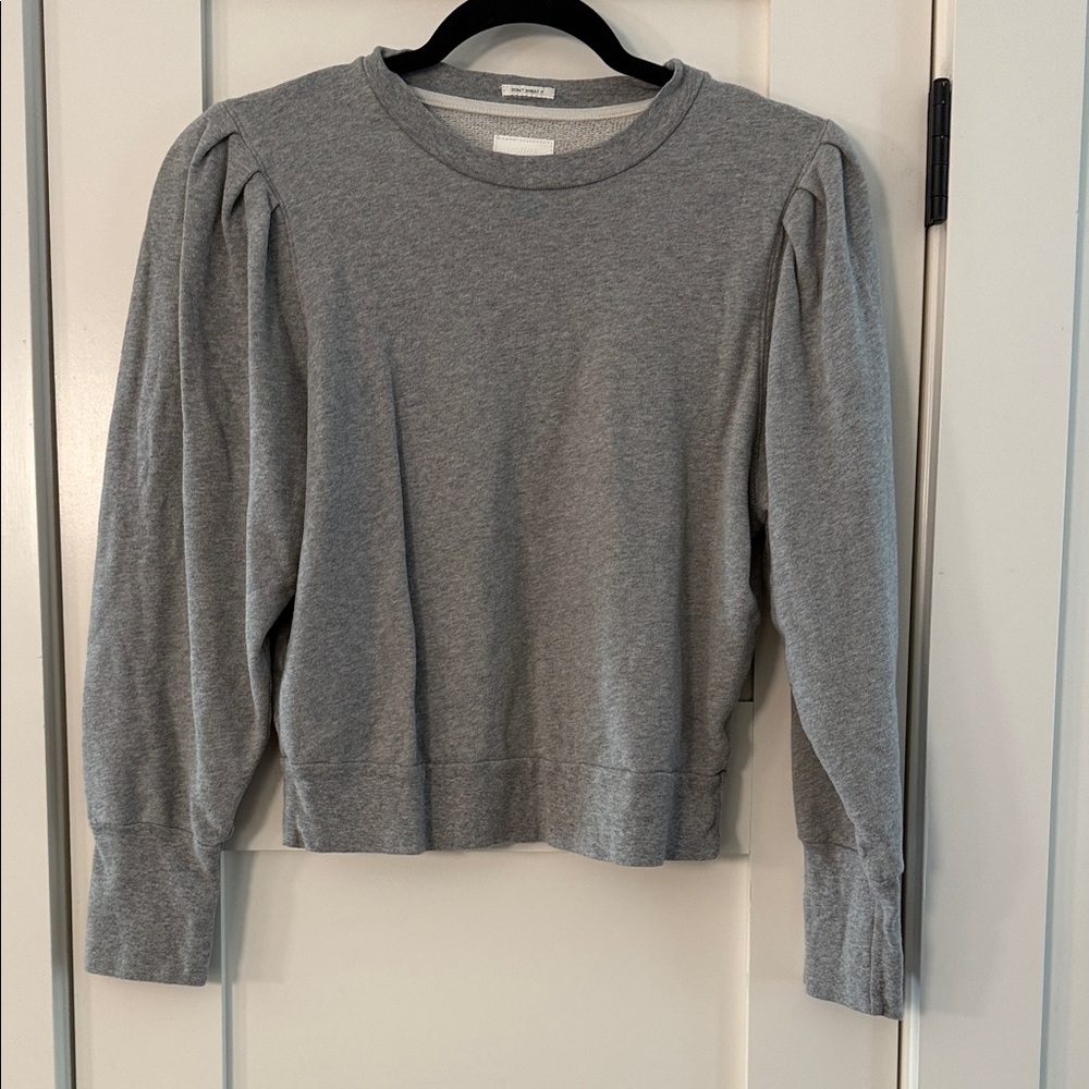 Gray Puff-Sleeve Crewneck Top - Brand: